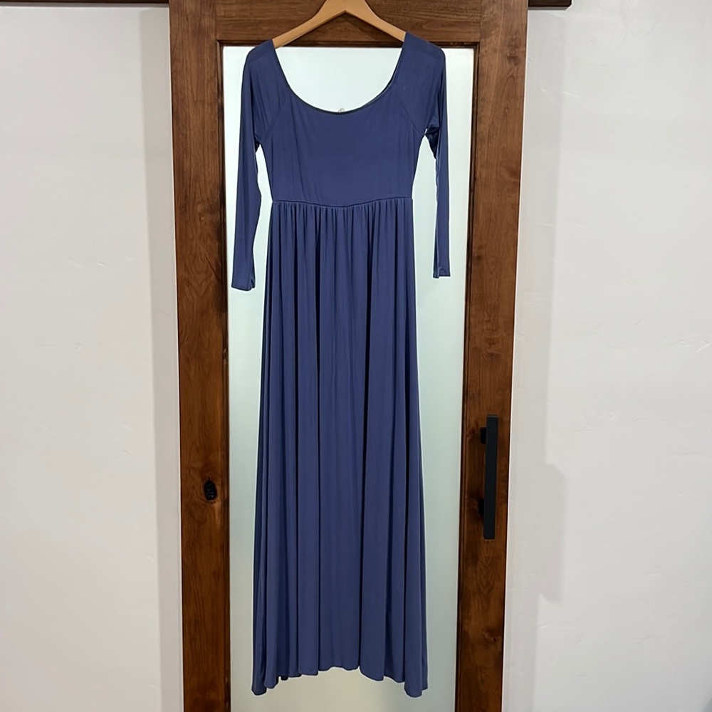 PINKBLUSH blue maternity maxi dress, size large